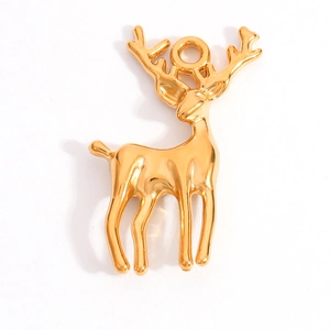 Golden reindeer pendant made of polished stainless steel for DIY jewelry making and crafts