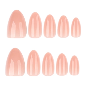 Set da 10 unghie finte a mandorla color rosa nudo lucido con gel dal design minimalista