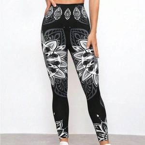 High-waisted tie-dye yoga pants with mandala print for women athletic fitness and gym wear
