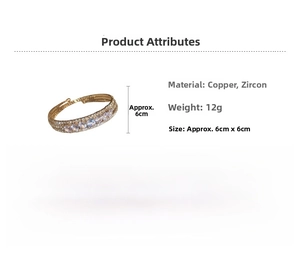Macro view of copper cuff bracelet with cubic zirconia paving and 6cm diameter detail