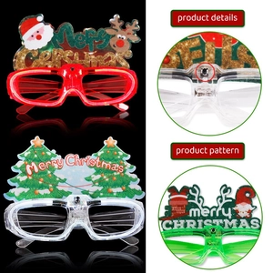 LED light-up Christmas glasses with Santa and reindeer motifs for holiday parties