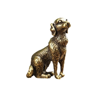 Vintage bronze dog figurine miniature sculpture for desktop and home decoration