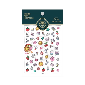 Cute cartoon animal nail stickers with rainbow and star patterns for DIY nail art KX052