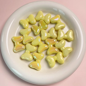 Iridescent yellow bow resin beads for DIY jewelry and phone chain making accessories