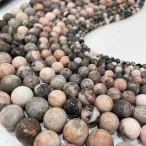Polished natural pink zebra stone round beads for DIY jewelry making and crafts