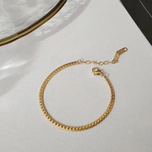 Minimalist Flat Snake Bone Chain Bracelet 18K Gold Plated Stainless Steel Adjustable Jewelry For Women