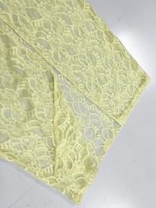 Detailansicht aus floraler Spitze mit transparenter Textur und seitlichem Schlitz