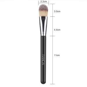 Flat top foundation brush with soft dual-tone bristles and black matte handle for makeup
