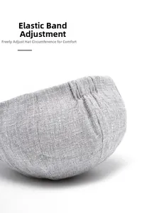 Detail of adjustable elastic band on linen ivy cap for a custom comfortable fit