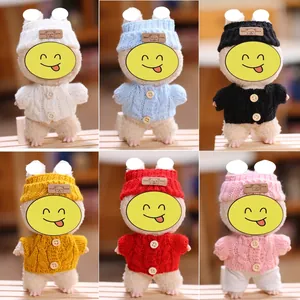 Knitted doll outfits with beanies and cardigans in six vibrant colors for plush toys