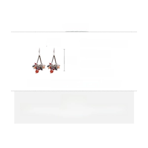 Spécifications détaillées des boucles d'oreilles pompon en zircon et verre avec dimensions