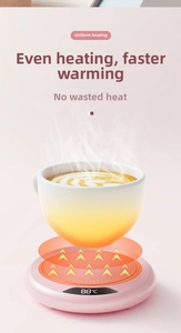 Pink smart constant temperature coaster with LED digital display showing 88 degrees