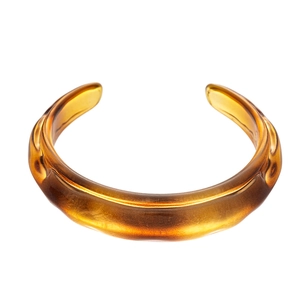Maillard amber acrylic irregular open cuff bracelet with vintage geometric design