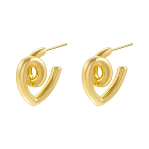 Elegant 18K gold plated hollow teardrop earrings with a unique geometric vortex twist design