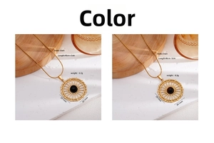 Detailed comparison of gold sunray pendants with black onyx and tiger eye stone inlay