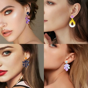 DIY silicone mold for geometric resin earrings featuring wavy and teardrop shapes