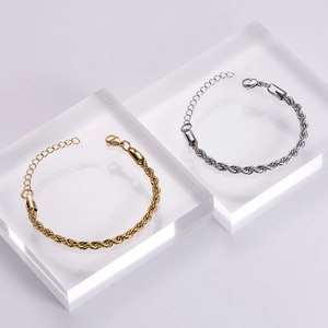 5mm 18k gold and silver plated stainless steel twist rope chain bracelets for men and women