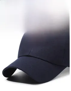 Close-up of navy blue baseball cap featuring high-quality white New York embroidery details