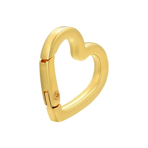 Polished 18K gold-plated heart-shaped spring clasp connector for DIY necklace jewelry
