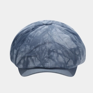 Vintage Schiebermütze in graublauem Tie-Dye-Waschdenim mit klassischem Knopf oben
