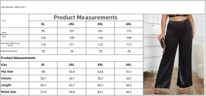 Guide des tailles détaillé pour pantalon large en satin grande taille pour femmes