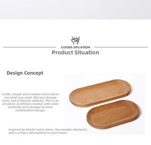 Detail of minimalist oval solid wood trays with natural grain for jewelry storage