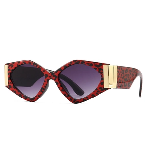 Modern oversized leopard print sunglasses with purple gradient lenses and gold accents