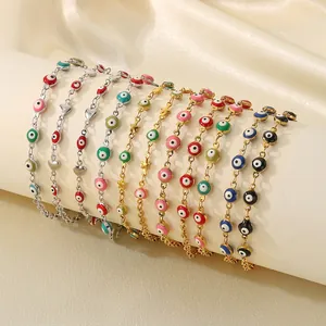 Cavigliera Malocchio Acciaio Inossidabile Resina Colorata Bohemien Gioielli Piede Per Donne Ciondoli Cuore Stella