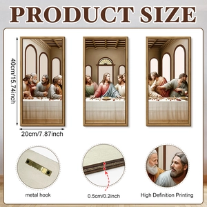 Detail of Last Supper wall art panels with 20x40cm dimensions and HD printing quality