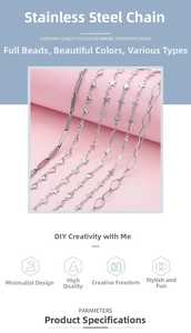 Detailed view of stainless steel chains in heart, star, and cross patterns for DIY jewelry