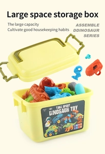 DIY take apart dinosaur toy set with electric drill and storage box for STEM learning