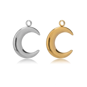 Polished silver and gold crescent moon pendants made of stainless steel for DIY necklaces