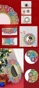 Specchio per trucco fai-da-te Mandala con pittura a diamante e supporto pieghevole