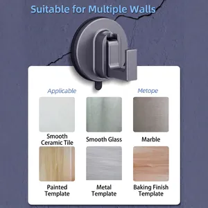 Strong vacuum suction cup hook in dark grey for bathroom and smooth tile surfaces