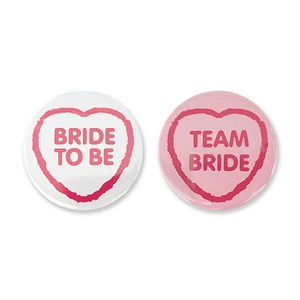 Bride To Be and Team Bride heart badges set for wedding party decorations
