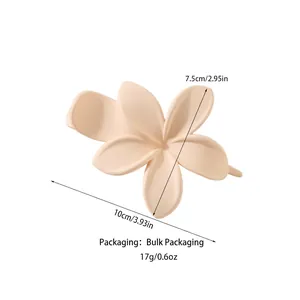 Pince à cheveux fleur de frangipanier mate beige, 10cm pour cheveux épais