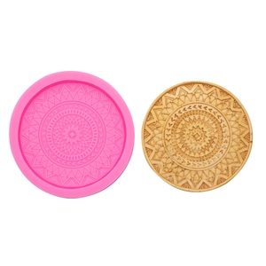 Mandala Round Silicone Mold Geometric Relief Pattern For DIY Coaster Resin Casting Plaster Soap Cake Decorating Tool