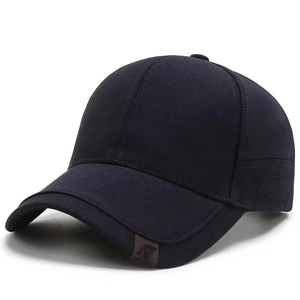 Men's navy blue cotton baseball cap for outdoor sports with side logo embroidery