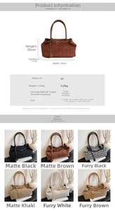Detailed size chart and multi-color options for vintage matte leather tote bag