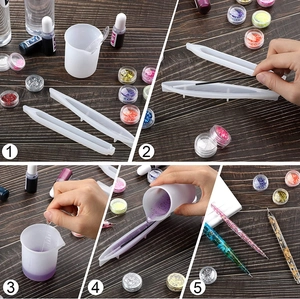 Set completo de moldes de resina epoxi para bolígrafos con purpurina y vasos medidores