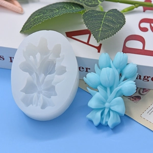 Tulip flower silicone mold with finished floral 3D model for DIY cake and soap making