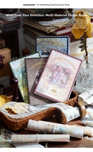 Vintage decorative sticker books with floral, coffee, mountain and street themes