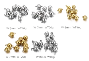 Multiple sizes of silver and gold stainless steel magnetic ball clasps for DIY jewelry