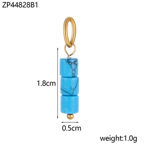 Detailed size and weight view of a small blue stone bead pendant for DIY jewelry