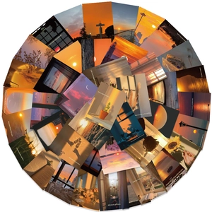 Collage of sunset aesthetic waterproof stickers for journaling and laptop decoration
