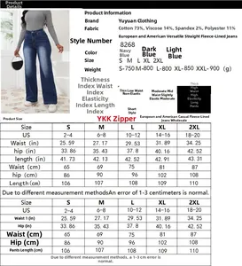 Tabella taglie per jeans a vita alta foderati in pile con misure dalla S alla 2XL
