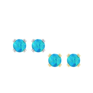 Elegant S925 sterling silver opal stud earrings in silver and gold finishes