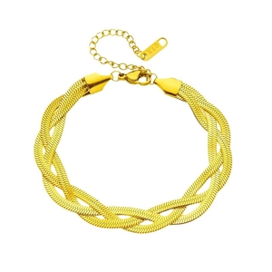 Collier en maille serpent tressée dorée en acier inoxydable pour femmes bijoux