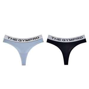 Set di 2 perizomi sportivi da donna in azzurro e nero con elastico logato in vita