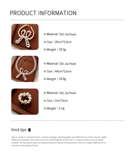Detaillierte Größentabelle für Perlenhalskette, Armband und Ring im Set